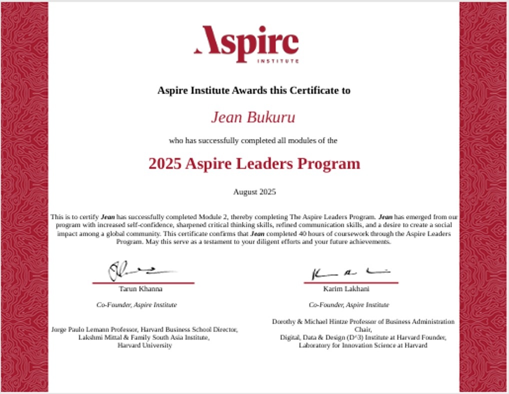 Aspire Leaders Program Certificate