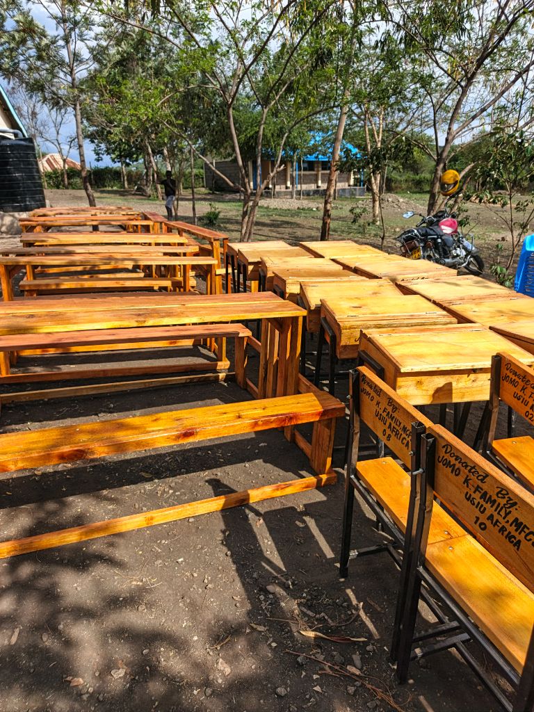 Desks prepared for Kaduro Primary School service project